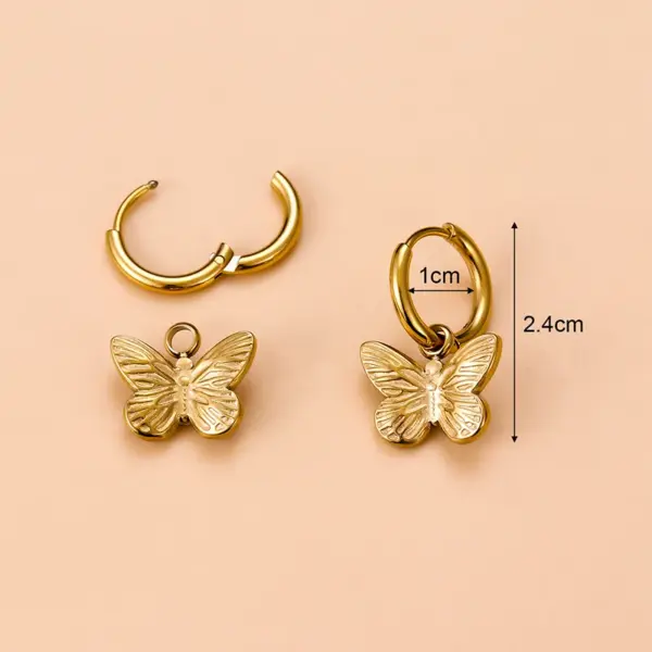 Wholesale 1 Pair Fashion Cross Devil'S Eye Heart Shape Butterfly Gold Plated 304 Stainless Steel Artificial Pearls Rhinestones Stainless Steel Earrings