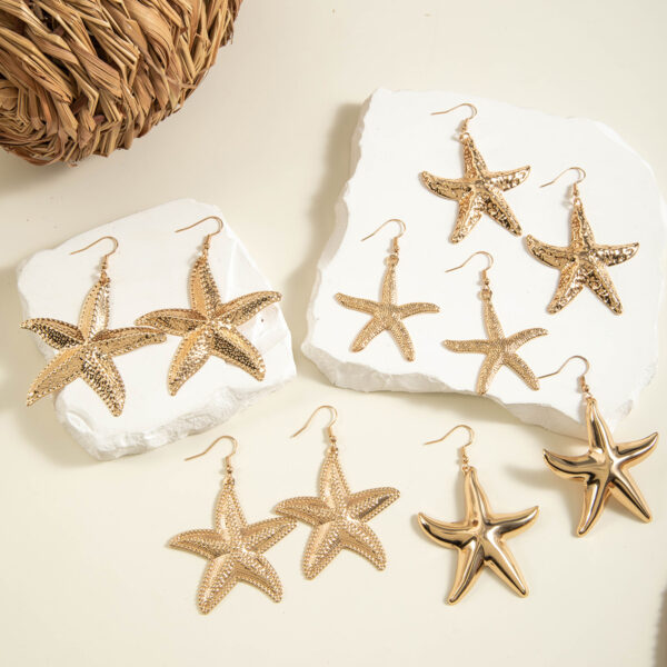 Wholesale Europe and the United States cross-border beach wind conch shell three-dimensional starfish earrings geometric personality exaggerated holiday wind earrings women