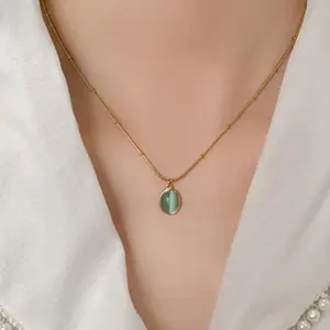 Light Blue Opal Gold Necklace