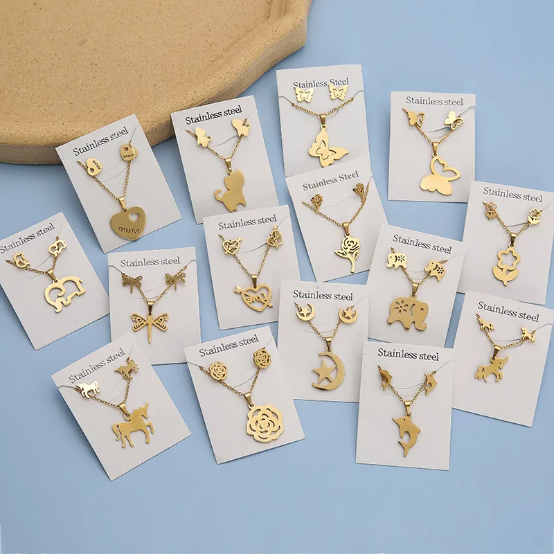 Wholesale 1 Piece Simple Style Star Cat Butterfly Stainless Steel Women's Jewelry Set