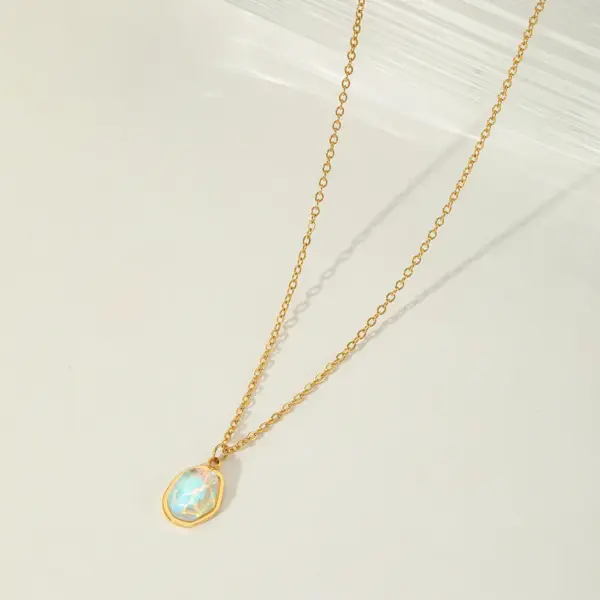 Wholesale Jewelry Elegant Modern Style Irregular Geometric 304 Stainless Steel Zircon 18K Gold Plated Plating Inlay Pendant Necklace Cable Chain