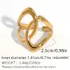 Wholesale Summer Ladies' 18K Gold Plated Stainless Steel Geometric Hollow Out Open Ring Adjustable Size Vacuum Electroplating Jewelry Accessory