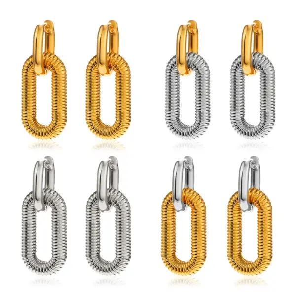 Wholesale 1 Pair Simple Style Geometric Solid Color 304 Stainless Steel Drop Earrings