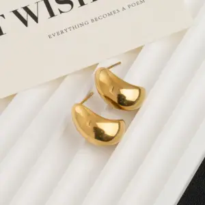 Golden Hollow Water Drop Earrings