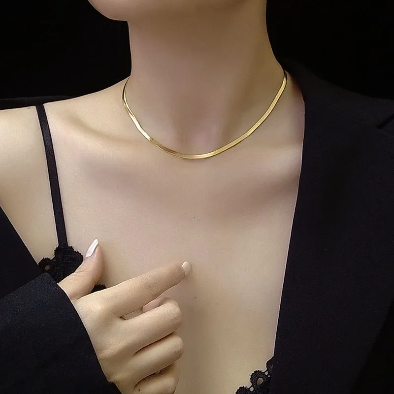 Wholesale PVD Coated Real Gold Plated 18K Gold Geometric 304 Stainless Steel Fashion Waterproof Non Tarnish 304 Stainless Steel Necklace