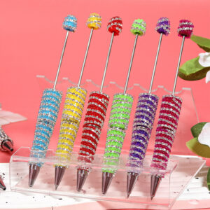 Wholesale New striped chain full of rhinestone bubble beads rotating Beadable pen DIY