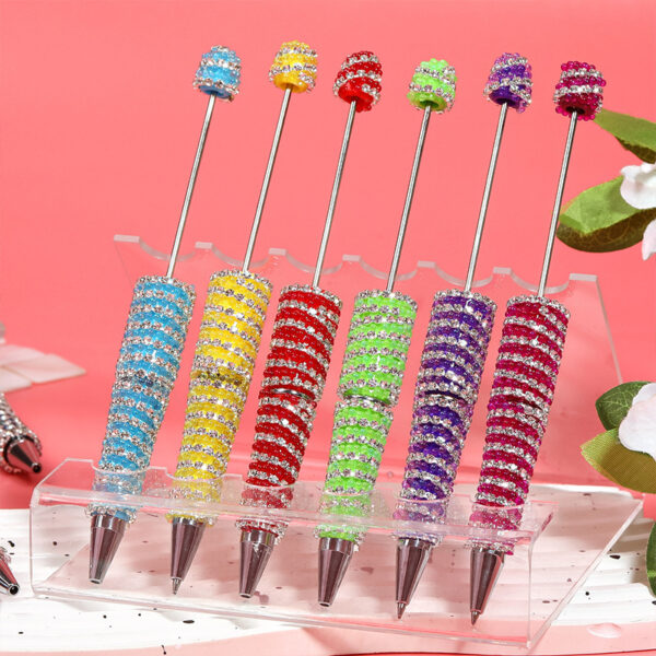 Wholesale New striped chain full of rhinestone bubble beads rotating Beadable pen DIY