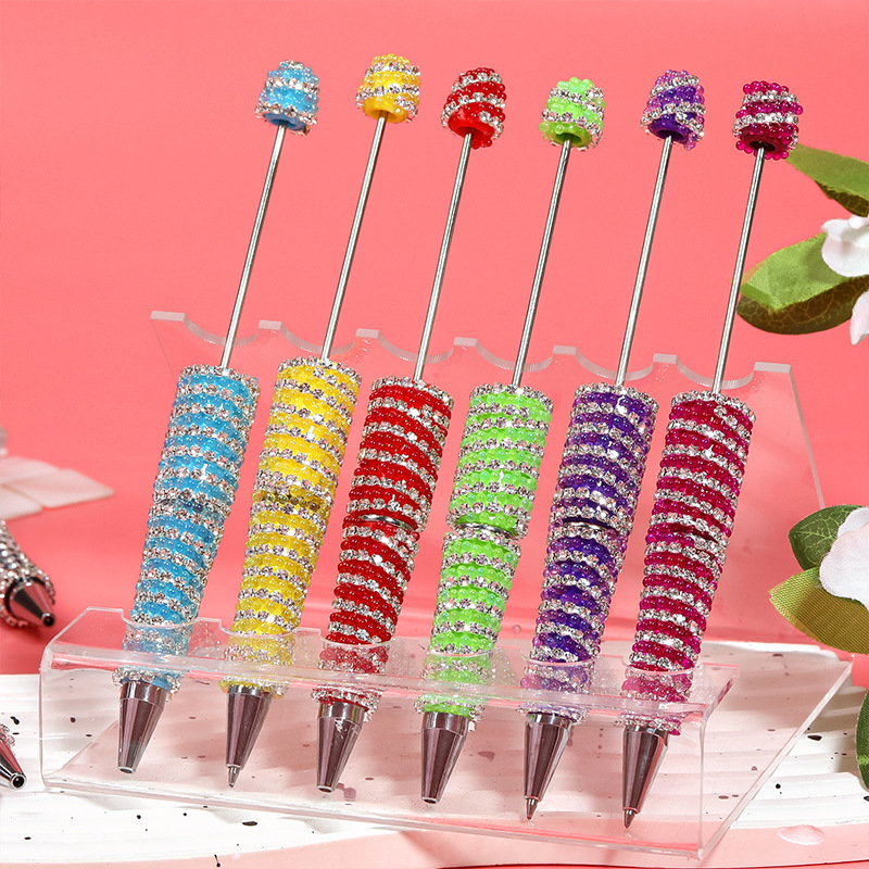 Wholesale New striped chain full of rhinestone bubble beads rotating Beadable pen DIY