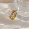 Wholesale PVD Coated Real Gold Plated 18K Gold Geometric 304 Stainless Steel Glam Waterproof Non Tarnish Rings