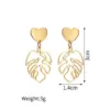 Wholesale 304 Stainless Steel Leaf PVD Coated Stone-Free 18K Real Gold Plated 18K Gold Elegant Waterproof Non Tarnish Hollow Out Gold Silver Earrings