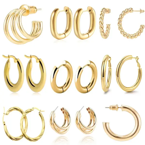 PVD Coated 18K Gold Real Gold Plated Solid Color 201 Stainless Steel 304 Stainless Steel Fashion Waterproof Non Tarnish Earrings