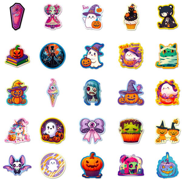 Wholesale 50 Halloween Day Graffiti Stickers Pumpkin Bat Castle Dark Cute Ghost Cartoon Stickers DIY Luggage