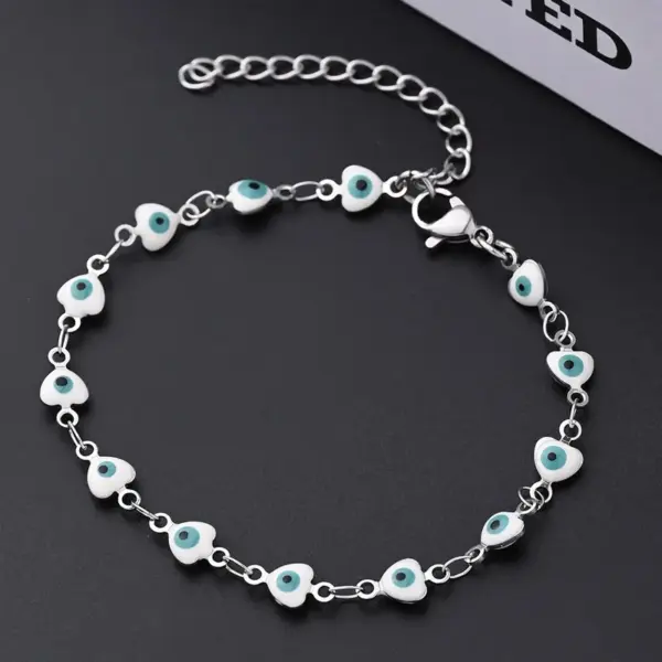 Wholesale Ethnic Style Classic Style Artistic Devil's Eye Heart Shape Simple 304 Stainless Steel Bracelets In Bulk