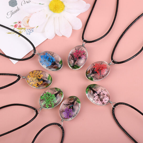 Wholesale Gypsophila Dry Flower Necklace Life Tree Plant Necklace