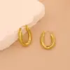 Wholesale 1 Pair Simple Style U Shape Pentagram Round 304 Stainless Steel 18K Gold Plated Earrings