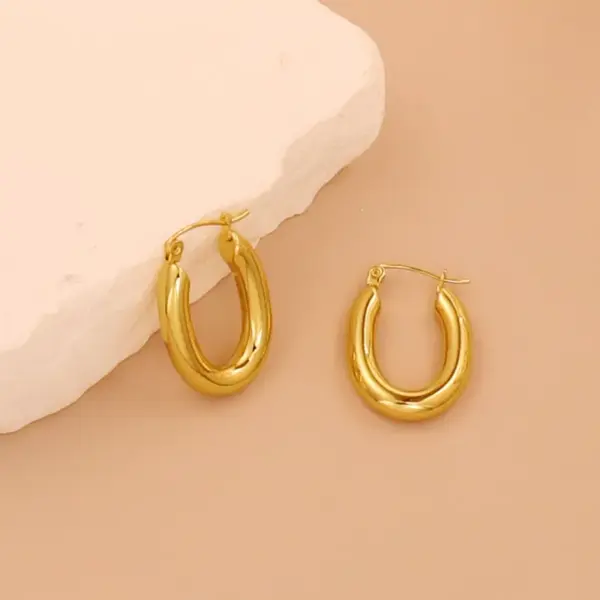 Wholesale 1 Pair Simple Style U Shape Pentagram Round 304 Stainless Steel 18K Gold Plated Earrings