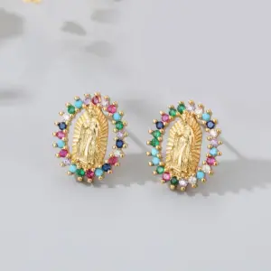 Oval Color Zircon Stud Earrings