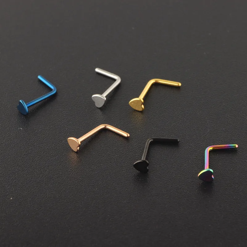 Wholesale Simple Style Heart Shape Stainless Steel Nose Studs 1 Piece Nose Pin