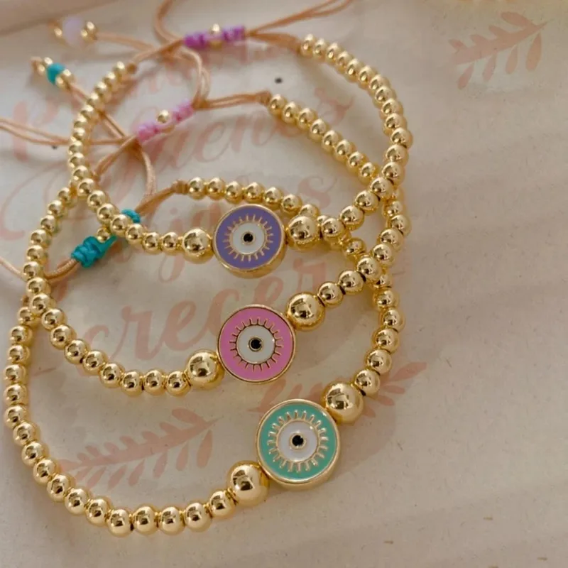 Wholesale Vintage Style Devil's Eye Copper Knitting Bracelets