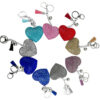 Wholesale flannel Diamond-embedded peach heart love keychain