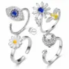 Wholesale Fashion Flower Copper Plating Inlay Zircon Open Ring 1 Piece