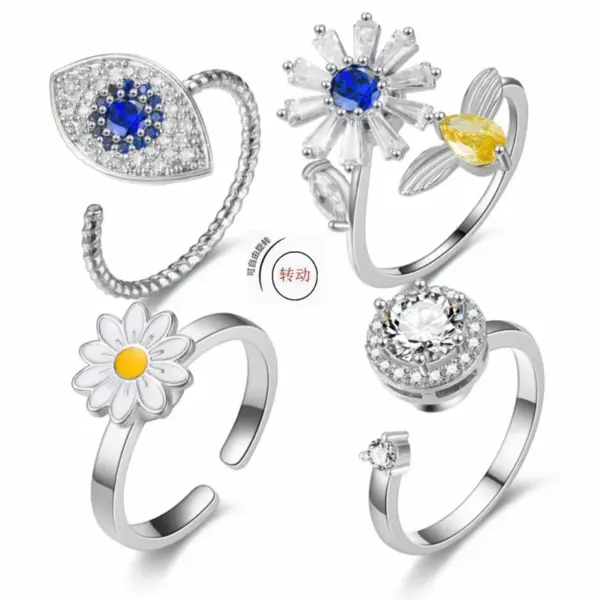 Wholesale Fashion Flower Copper Plating Inlay Zircon Open Ring 1 Piece