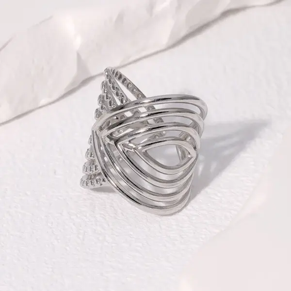 PVD Coated Real Gold Plated 18K Gold Geometric 304 Stainless Steel Retro Exaggerated Punk Waterproof Non Tarnish Open Rings