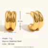 Ion Plating (IP) 18K Gold Plated C Shape 304 Stainless Steel Modern Style Classic Style Waterproof Non Tarnish Hoop Earrings