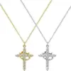 Wholesale Jewelry Casual Cross 201 Stainless Steel Copper Zircon K Gold Plated Silver Plated Cable Chain Pendant Necklace