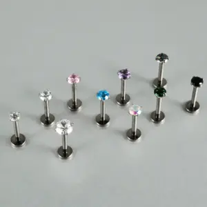Wholesale 1 Piece Lip Rings Formal Sweet Simple Style Round Titanium Alloy Polishing Zircon Ear Cartilage Rings & Studs