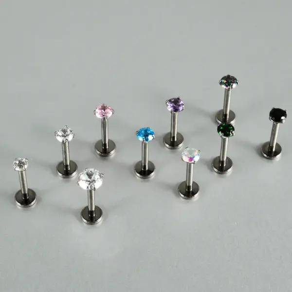 Wholesale 1 Piece Lip Rings Formal Sweet Simple Style Round Titanium Alloy Polishing Zircon Ear Cartilage Rings & Studs
