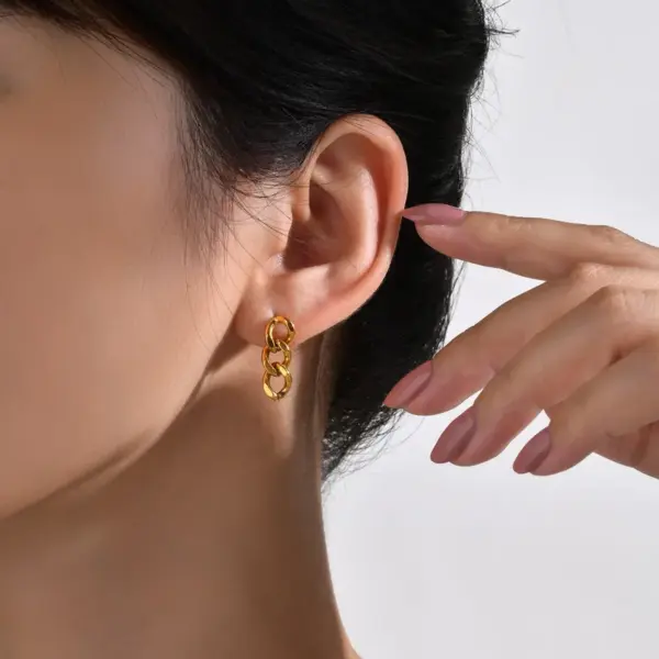 Wholesale 1 Pair Simple Style Geometric Plating 201 Stainless Steel Gold Plated Stainless Steel Earrings