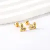 1 Pair Simple Style Solid Color Inlay Stainless Steel Rhinestones Ear Studs