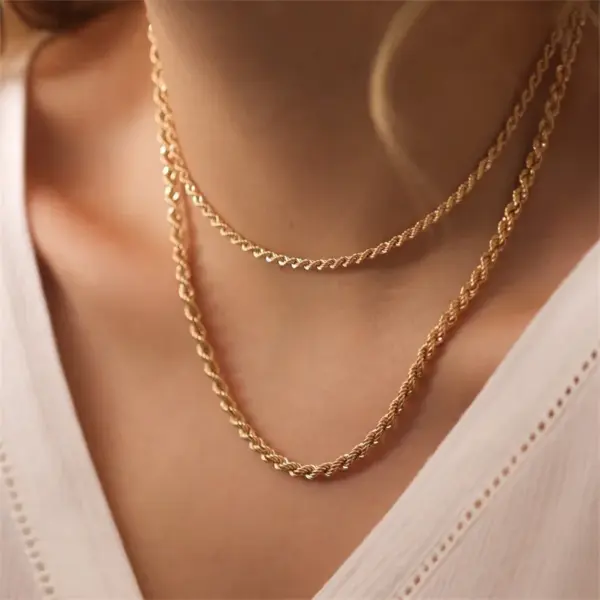 oly-a86bfa370436135546076bda2d48c6e5 Wholesale PVD Coated 14K Gold Real Gold Plated U Shape Stainless Steel Fashion Waterproof Non Tarnish 304 Stainless Steel Necklace