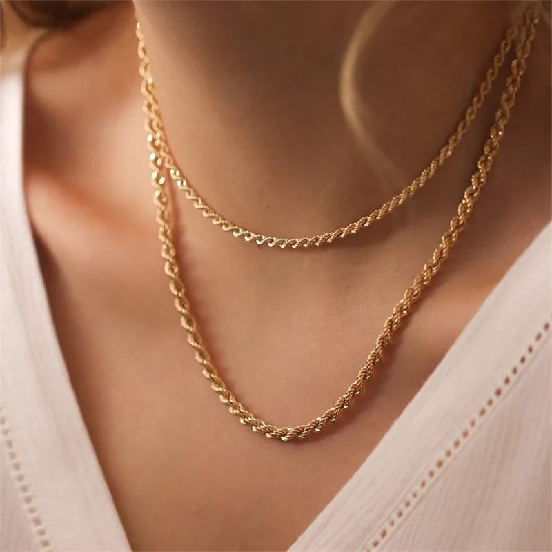 Wholesale PVD Coated 14K Gold Real Gold Plated U Shape Stainless Steel Fashion Waterproof Non Tarnish 304 Stainless Steel Necklace