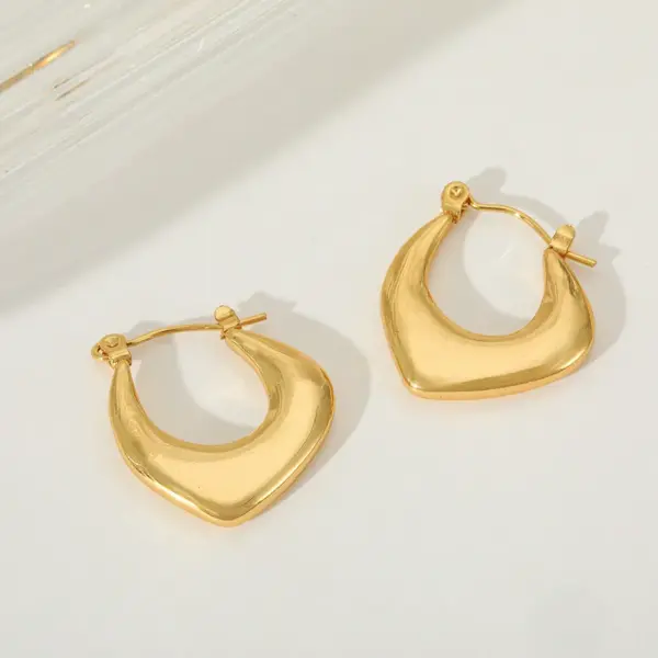 1 Pair Simple Style Irregular Geometric 304 Stainless Steel 18K Gold Plated Hoop Earrings