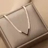 Wholesale Fashion V Shape Titanium Steel Plating Shell Necklace