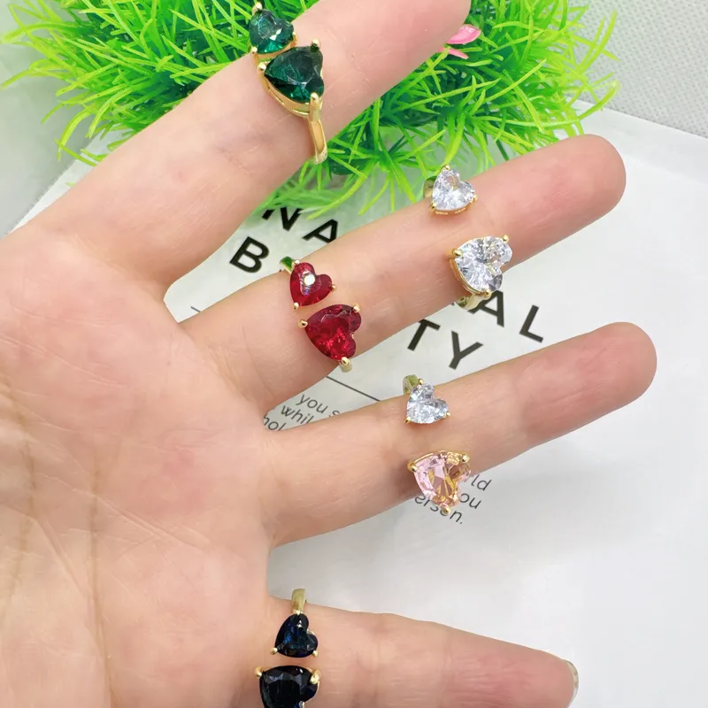 Wholesale Jewelry Vacation Modern Style Heart Shape Copper Zircon 18K Gold Plated Polishing Plating Open Rings