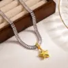 Wholesale Elegant Glam Pentagram Heart Shape Copper 18k Gold Plated Zircon Pendant Necklace In Bulk