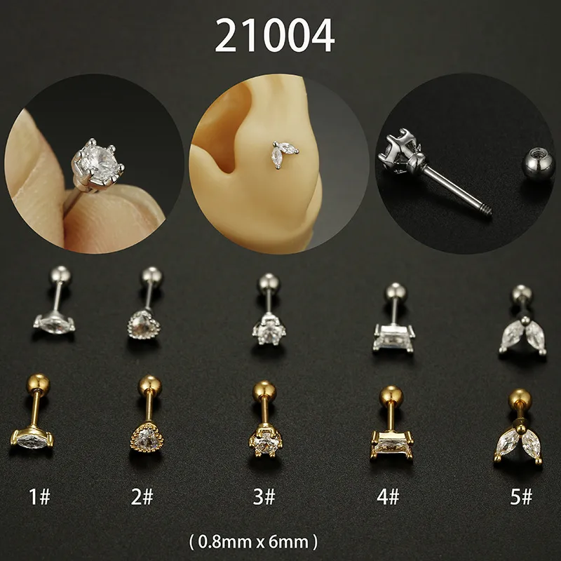 Wholesale 1 Piece Fashion Heart Shape Plating Inlay Stainless Steel Zircon Ear Studs