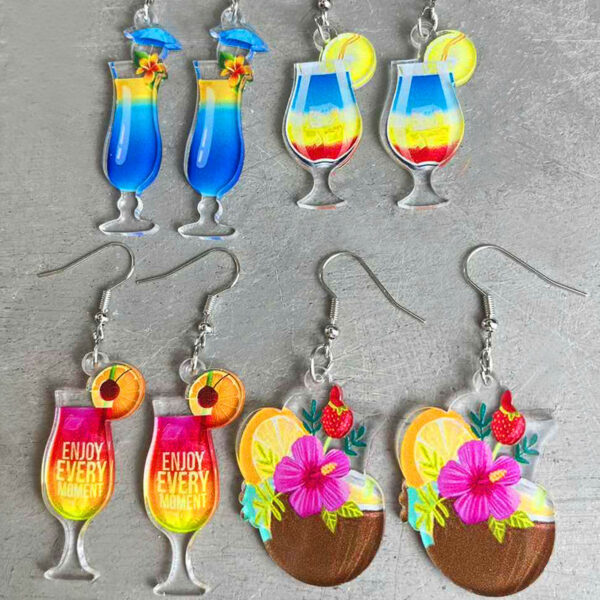 Wholesale Fun Holiday Drink Acrylic Earrings