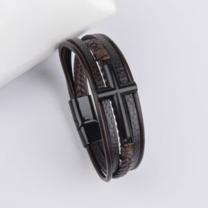Black buckle and brown leather