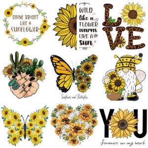 Wholesale sunflower hot stamping paste small pattern clothes UV DTF Ready to Press Transfers Wraps