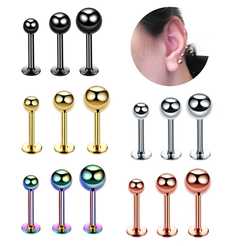 Wholesale Fashion Round Stainless Steel Plating Lip Stud