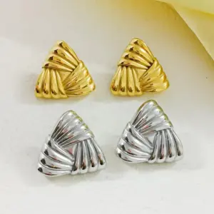 Wholesale PVD Coated 18K Gold Plated Real Gold Plated Triangle 304 Stainless Steel Basic Modern Style Classic Style Waterproof Non Tarnish Ear Studs