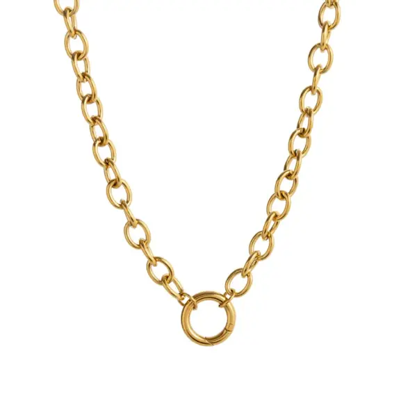 Wholesale 304 Stainless Steel DIY Basic Snake Bone Chain Necklace For Women Vacuum Plated 18K Gold Accessories Lobster Clasp Casual Travel