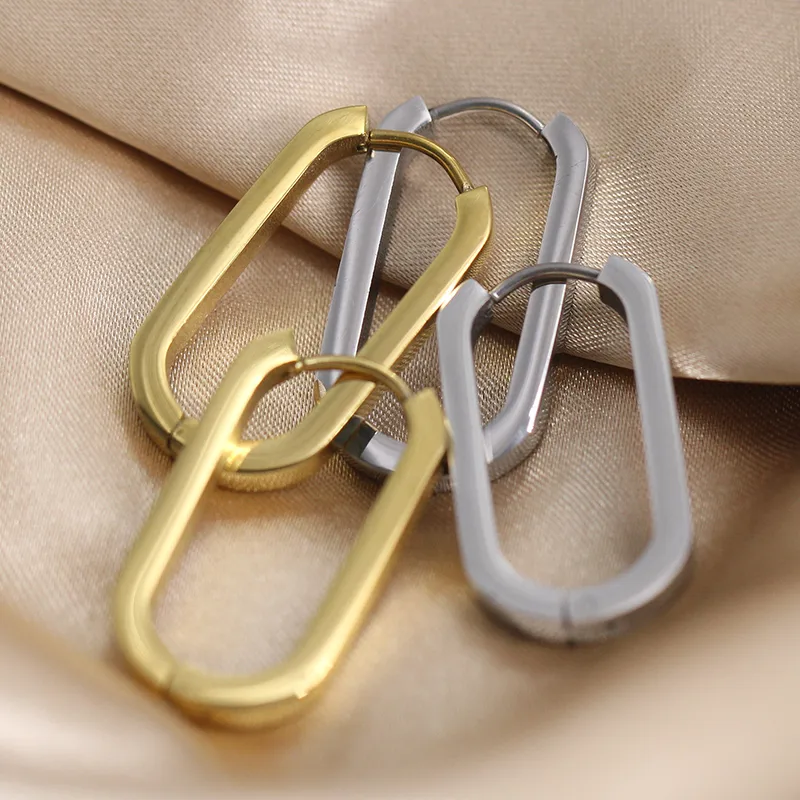 Wholesale 1 Pair Simple Style Oval Plating Stainless Steel Earrings