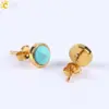 1 Pair Round Natural Stone Natural Stone Ear Studs For Women'S