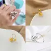 PVD Coated Real Gold Plated Ball 304 Stainless Steel Simple Style Waterproof Non Tarnish Open Rings