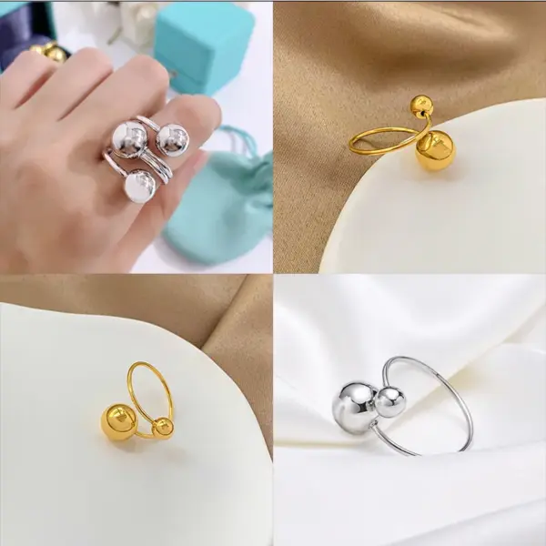 PVD Coated Real Gold Plated Ball 304 Stainless Steel Simple Style Waterproof Non Tarnish Open Rings